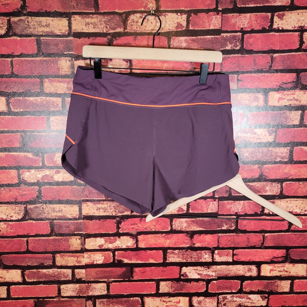 Athleta Women's Athletic Shorts in Purple with Orange Accents